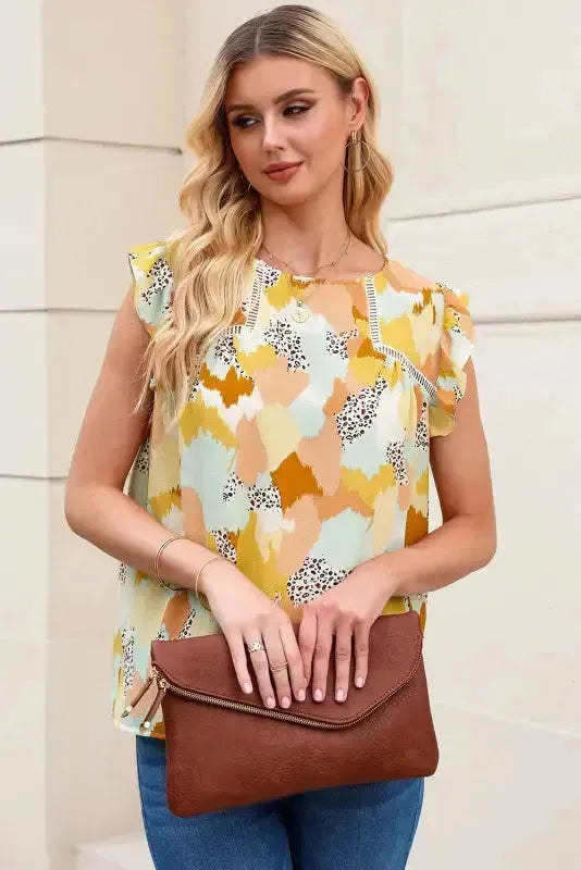 Abstract Printed Long Sleeve Blouse