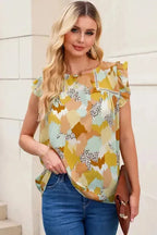 Abstract Printed Long Sleeve Blouse