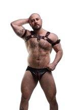 ruff GEAR Double Tone Leather Bulldog Harness Red Black