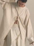 Cream Lace-Up Detail Top And Asymmetric Maxi Skirt Set