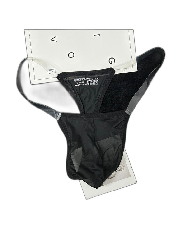 2 Pack Men's Sexy Seamless Semi-Transparent Thong & Strings