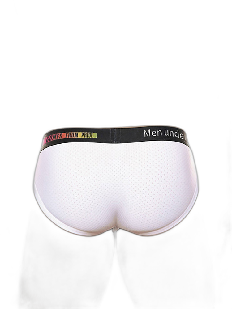 Men's Mesh Briefs With Colorful Spliced Lines