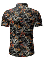 Men's Hawaiian Shirt Button Down Shirts Short-Sleeve Work Shirt Spread Collar Tops
