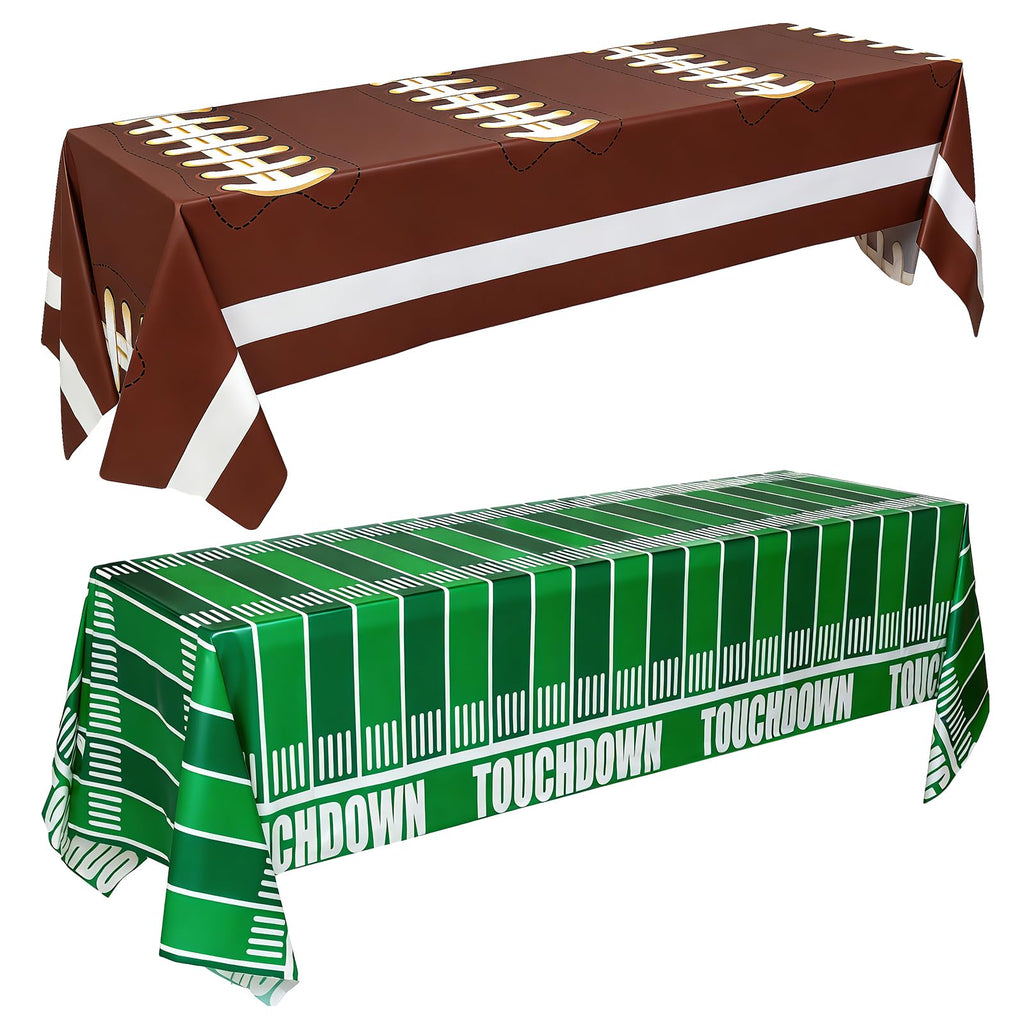 Accevo Football Party Decorations: Disposable Tablecloths 54 x 108 Inch, 2 Pack – Touchdown Theme