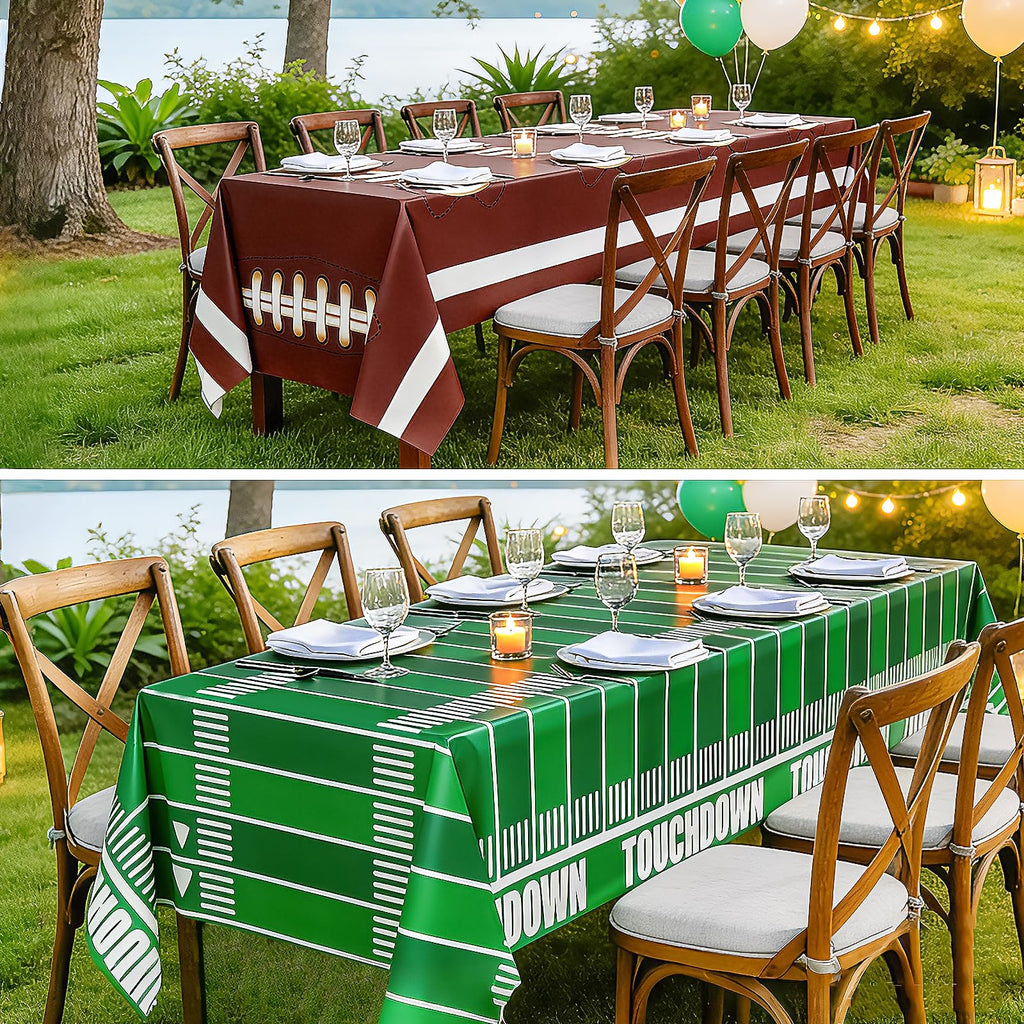 Accevo Football Party Decorations: Disposable Tablecloths 54 x 108 Inch, 2 Pack – Touchdown Theme