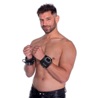Prowler RED Leather Lockable Wrist Restraints Black