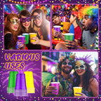 Acellegic 22 Pcs Mardi Gras Party Cup Set – 16oz Purple Green Yellow Cups & Carnival Balls for Indoor Outdoor Parties