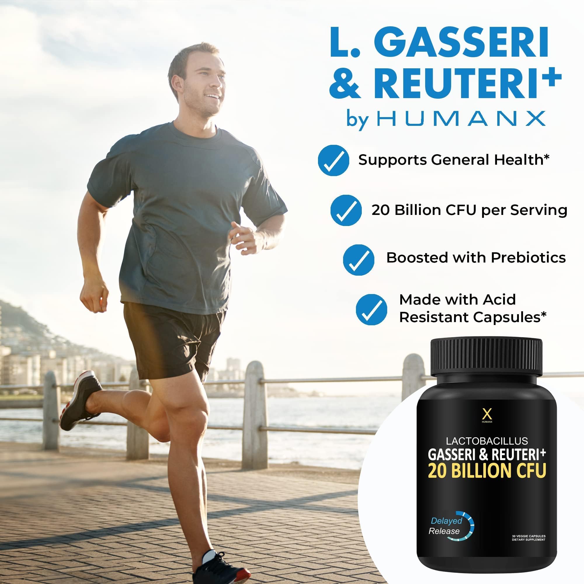 HUMANX Lactobacillus Gasseri & Reuteri+ 20 Mrd. KBE Probiotikum – Bio-Präbiotika & Punicalagine – Hergestellt in den USA