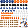 Acmee 115 PCS Ball Cake Toppers – Navy Blue, Orange, White & Gold Foam Ball Picks