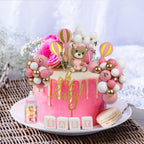Acmee 44 PCS Bear Cake Toppers – Pink Baby Shower & Birthday Party Decorations