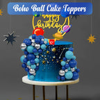 Acmee 115 Pcs Ball Cake Toppers – Blue & Silver Foam Ball Picks for Birthday, Wedding & More