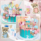 Acmee 47 Pcs Bear Cake Toppers – Gender Reveal & Baby Shower Decoration Kit
