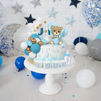 Acmee 44 PCS Bear Cake Toppers – Blue Bears, BABY Letters & Milk Bottle Decor