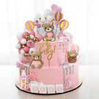Acmee 44 PCS Bear Cake Toppers – Pink Baby Shower & Birthday Party Decorations