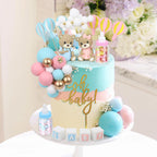 Acmee 47 Pcs Bear Cake Toppers – Gender Reveal & Baby Shower Decoration Kit