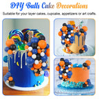 Acmee 115 PCS Ball Cake Toppers – Navy Blue, Orange, White & Gold Foam Ball Picks