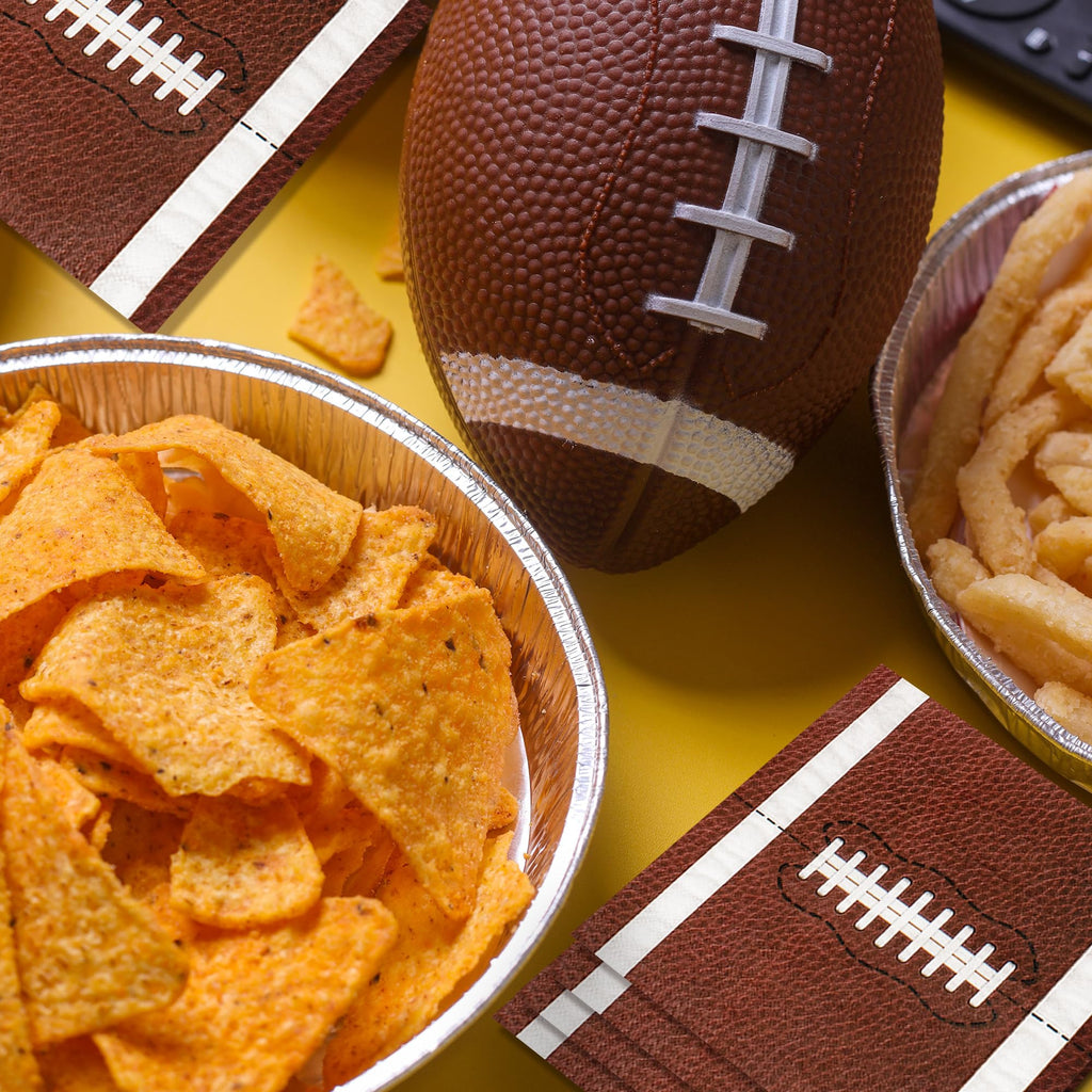 Actilize 100-Pack Football Party Napkins – 2 Designs, 6.5-Inch Disposable Napkins