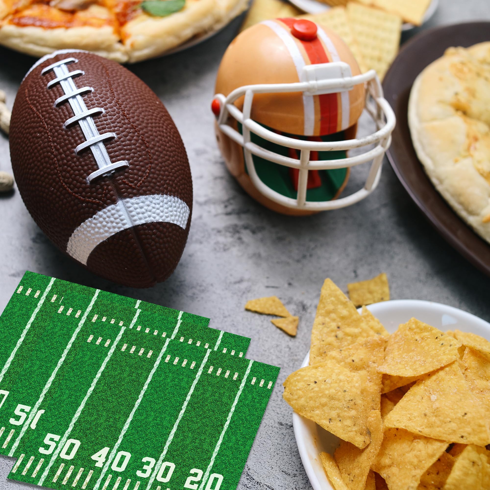 Actilize 100-Pack Football Party Napkins – 2 Designs, 6.5-Inch Disposable Napkins