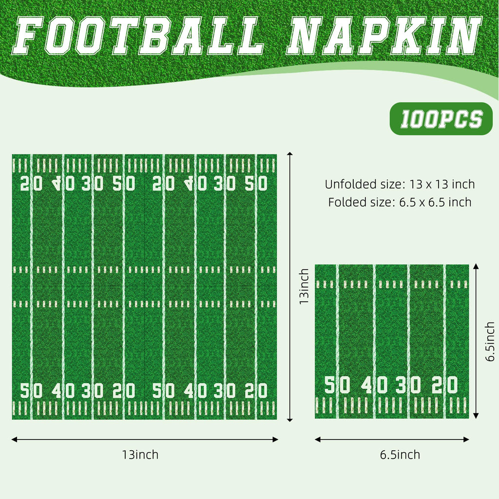 Actilize 100-Pack Football Party Napkins – 2 Designs, 6.5-Inch Disposable Napkins