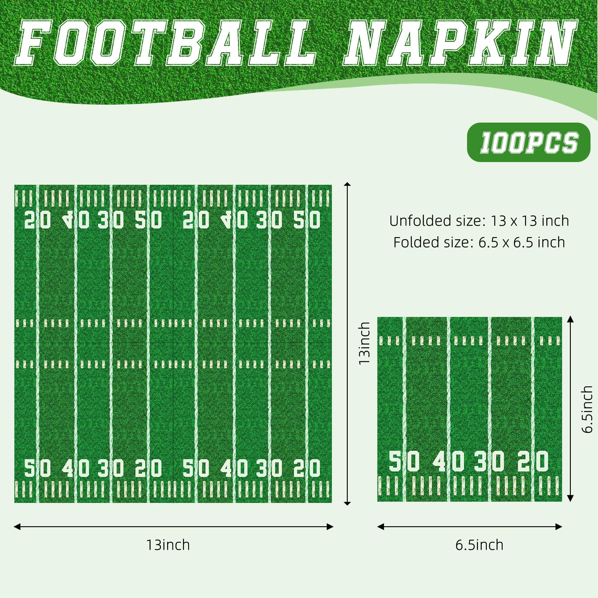 Actilize 100-Pack Football Party Napkins – 2 Designs, 6.5-Inch Disposable Napkins