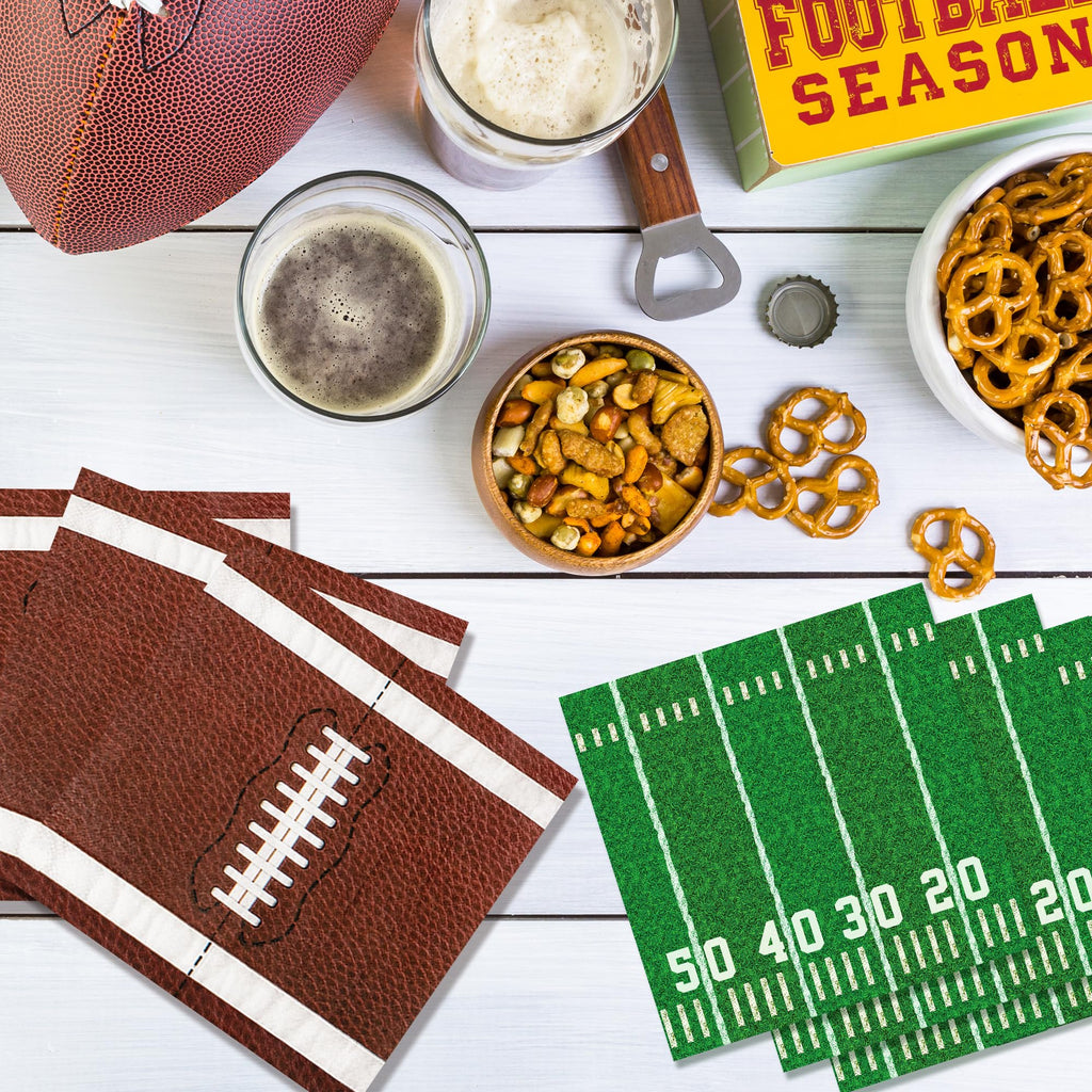 Actilize 100-Pack Football Party Napkins – 2 Designs, 6.5-Inch Disposable Napkins