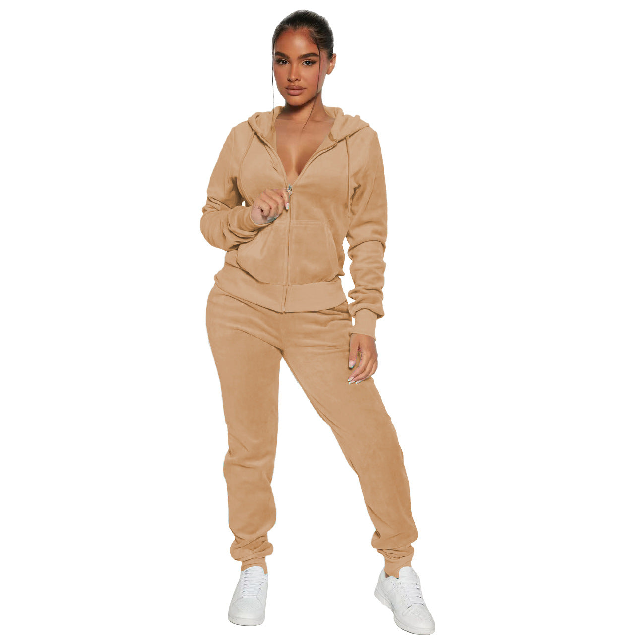 Women's Casual Silver Fox Fur Top And Pants Two-piece Set