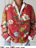Women's Retro 3D Digital Print Cardigan Sweater Coat