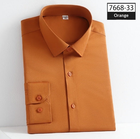 Men's Solid Color Square Collar Long-sleeved Shirt