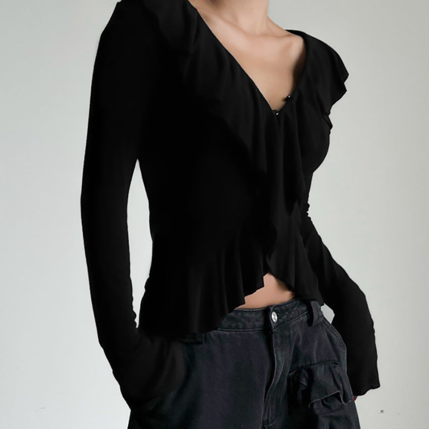 Designer-style Niche Top With Ruffled Hem For Women