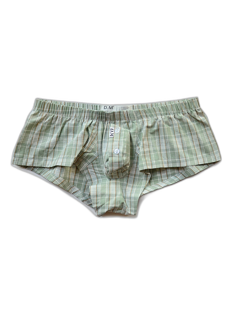 Mens Plaid Front Pouch Boxer Shorts