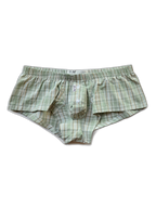 Mens Plaid Front Pouch Boxer Shorts
