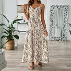 European And American Vacation Style Sling Dress Irregular Stripe Design