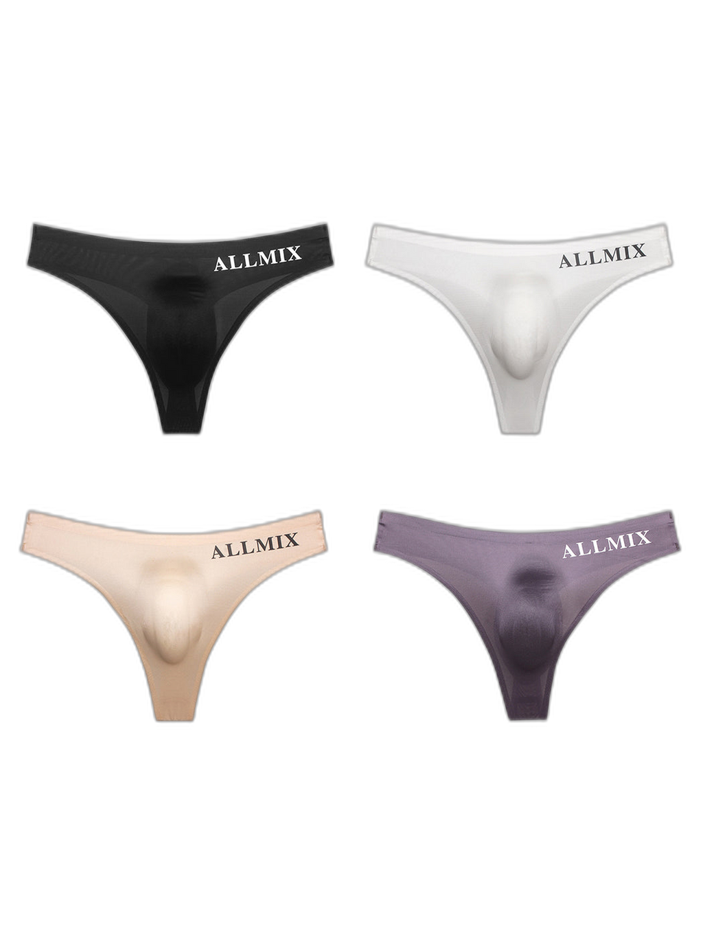 4 Pack ALLMIX Men's Sexy Seamless T-back Thongs