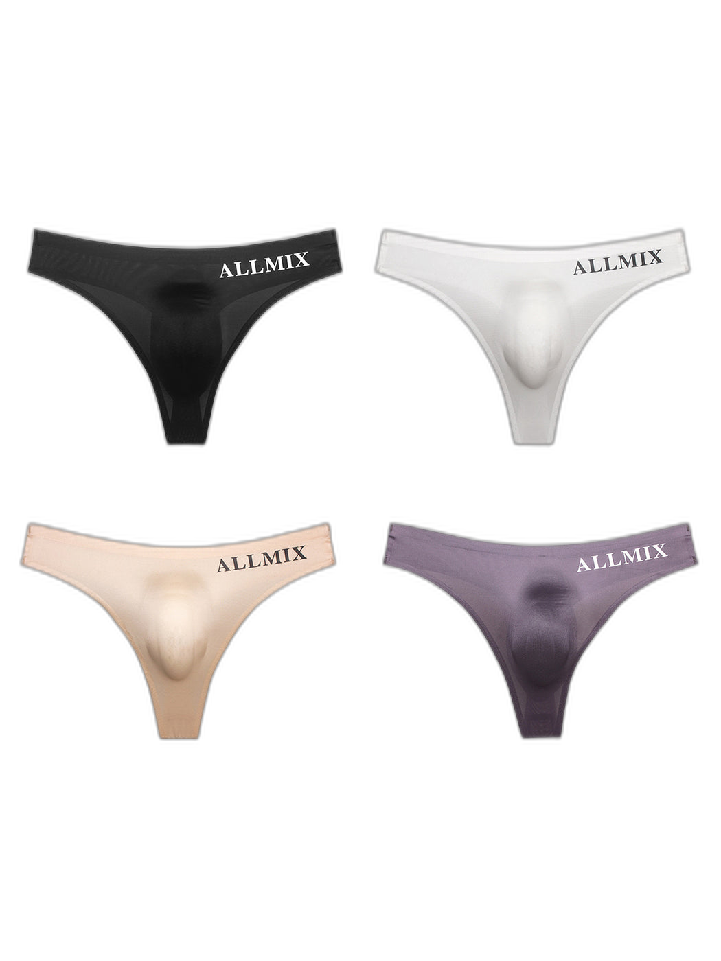 4 Pack ALLMIX Men's Sexy Seamless T-back Thongs