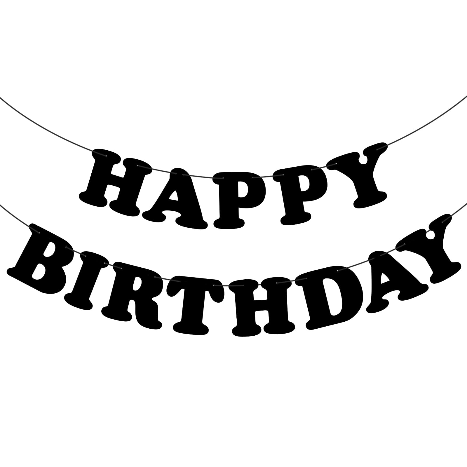 Adecortalk Black Happy Birthday Banner – Elegant Birthday Backdrop & Party Decoration for Kids & Adults