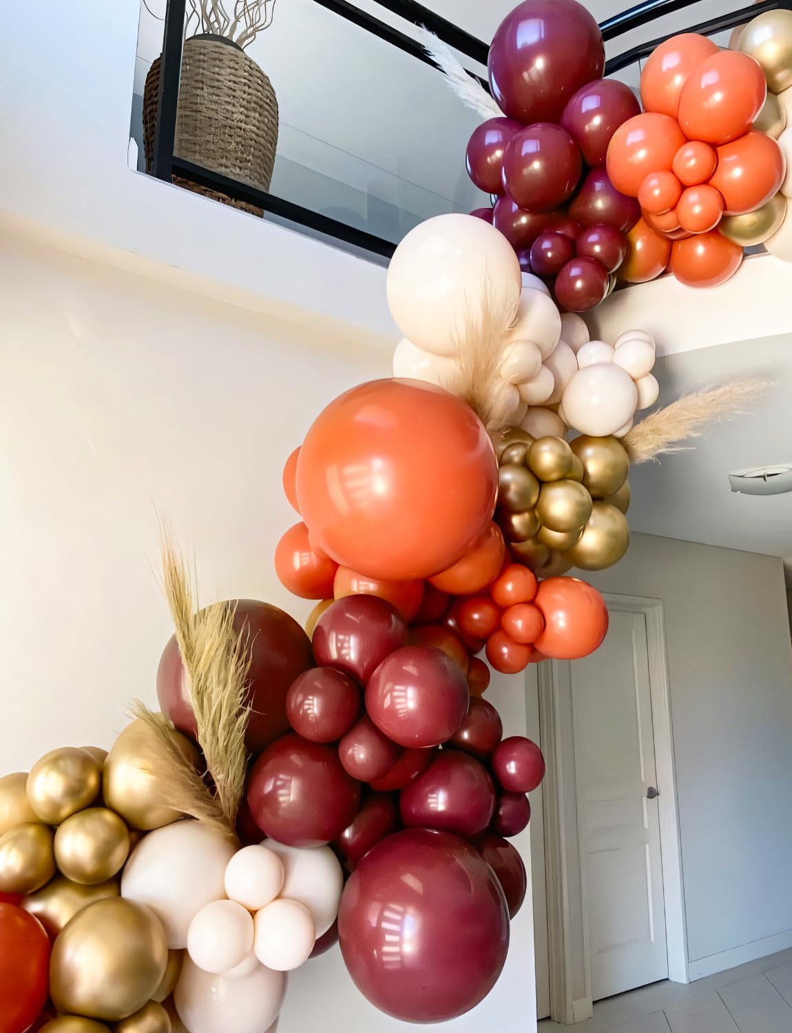 Adeyoo Fall Balloons – 12in Burgundy Orange Gold Confetti Set, 50Pcs for Autumn Thanksgiving & Party Decor