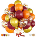 Adeyoo Fall Balloons – 12in Burgundy Orange Gold Confetti Set, 50Pcs for Autumn Thanksgiving & Party Decor
