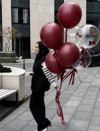 Adeyoo Burgundy & Gold Balloons 50-Piece Set, 12-Inch Glitter Latex – Wedding & Party Decor