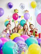 Adeyoo 60 Pcs Confetti Balloons – Pink, Blue, Purple, Teal – 12in Latex Party Decor
