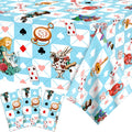 Adirasenotek Wonderland 3Pcs Tablecloths – 87x51-Inch Rectangular Plastic Covers for Kids' Parties