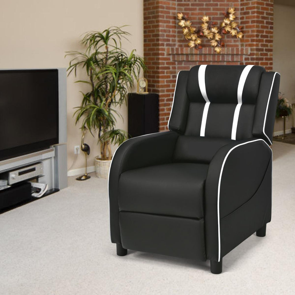 Adjustable Gaming Chair with Footrest Headrest and Lumbar Support-Blue