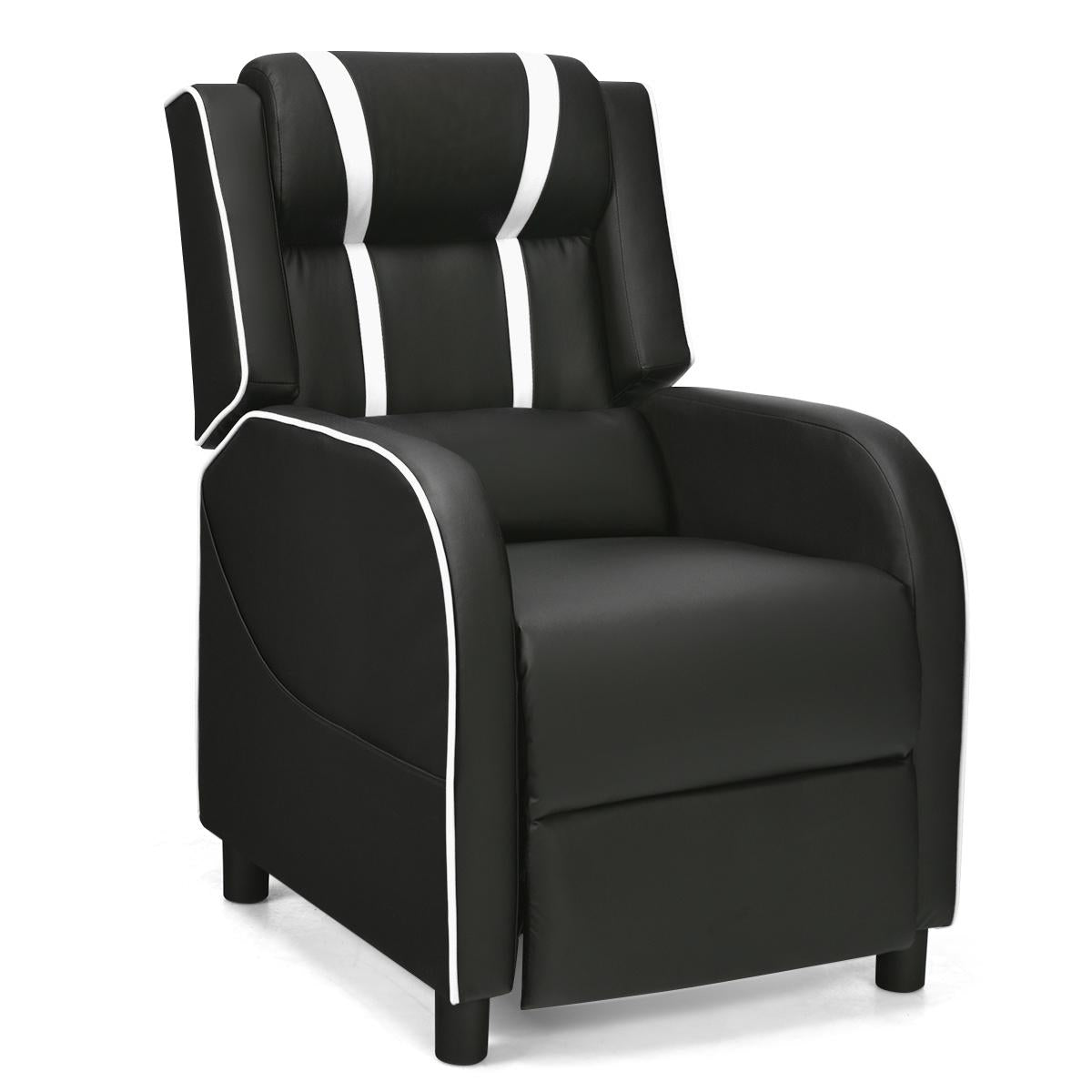 Adjustable Gaming Chair with Footrest Headrest and Lumbar Support-Blue
