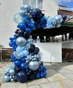 ADOINBY Blue Balloon Arch Kit – 152Pcs Navy Blue Balloons & Stars Garland for Parties