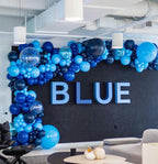 ADOINBY Blue Balloon Arch Kit – 152Pcs Navy Blue Balloons & Stars Garland for Parties