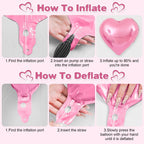 Adorely Pink & Purple Heart Foil Balloons – 12Pcs, 18in, for Baby Showers & Parties