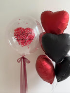 Adorely Black & Metallic Red Heart Foil Balloons – 12pc, 18-Inch for Weddings, Birthdays, Valentines Day