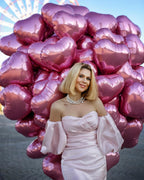 Adorely Pink Heart Balloons – 12pc 18-Inch Pearl Pink Foil Balloons for Parties