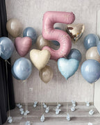 Adorely Pink Blue Heart Balloons – 12 Pcs, 18-Inch Cream White, Baby Pink & Baby Blue Foil Heart Balloons for Baby Shower, Gender Reveal, Weddings