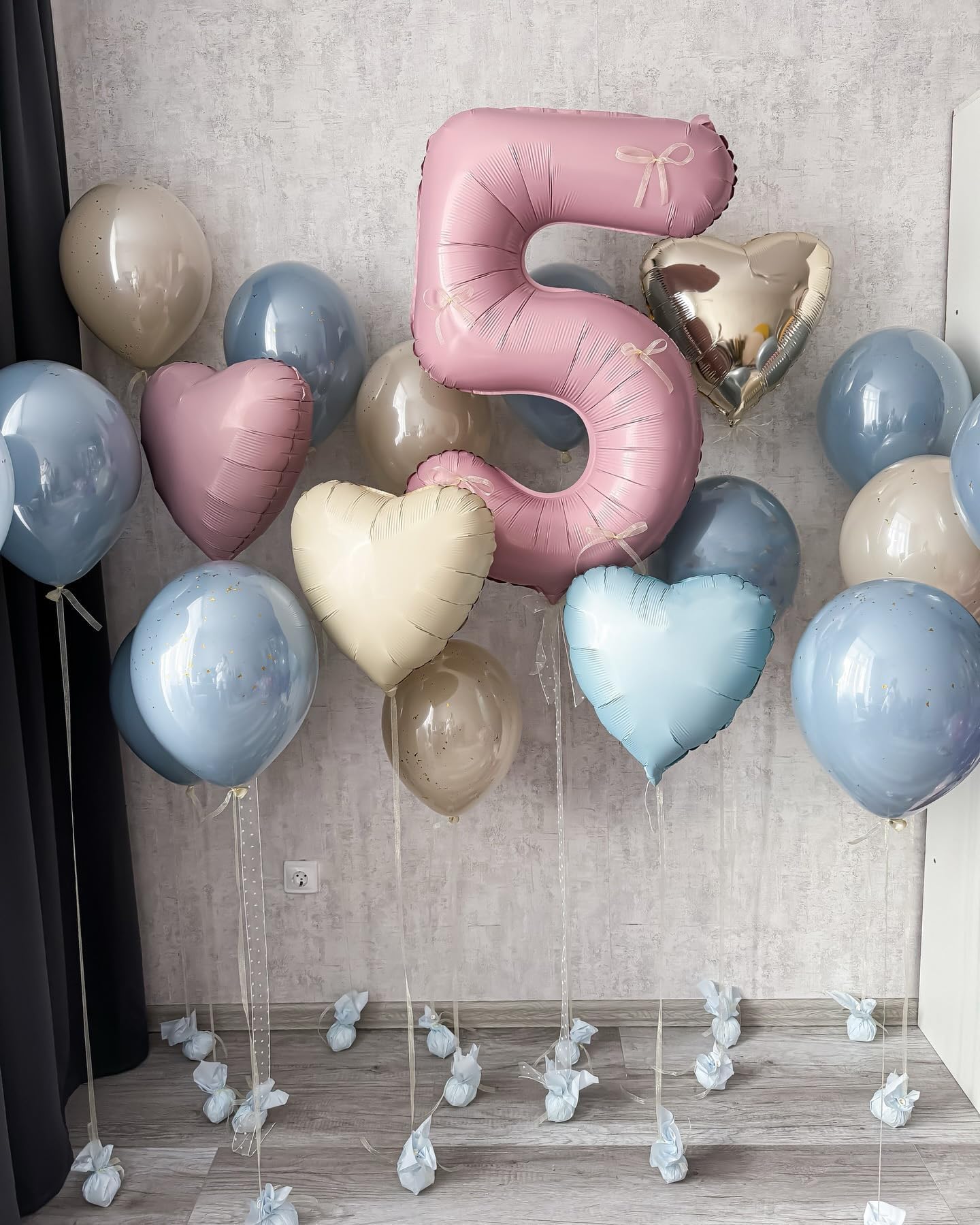 Adorely Pink Blue Heart Balloons – 12 Pcs, 18-Inch Cream White, Baby Pink & Baby Blue Foil Heart Balloons for Baby Shower, Gender Reveal, Weddings
