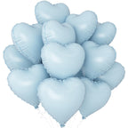 Adorely Baby Blue Heart Balloons – 12Pcs, 18 Inch Pastel Foil Balloons for Baby Showers & Parties